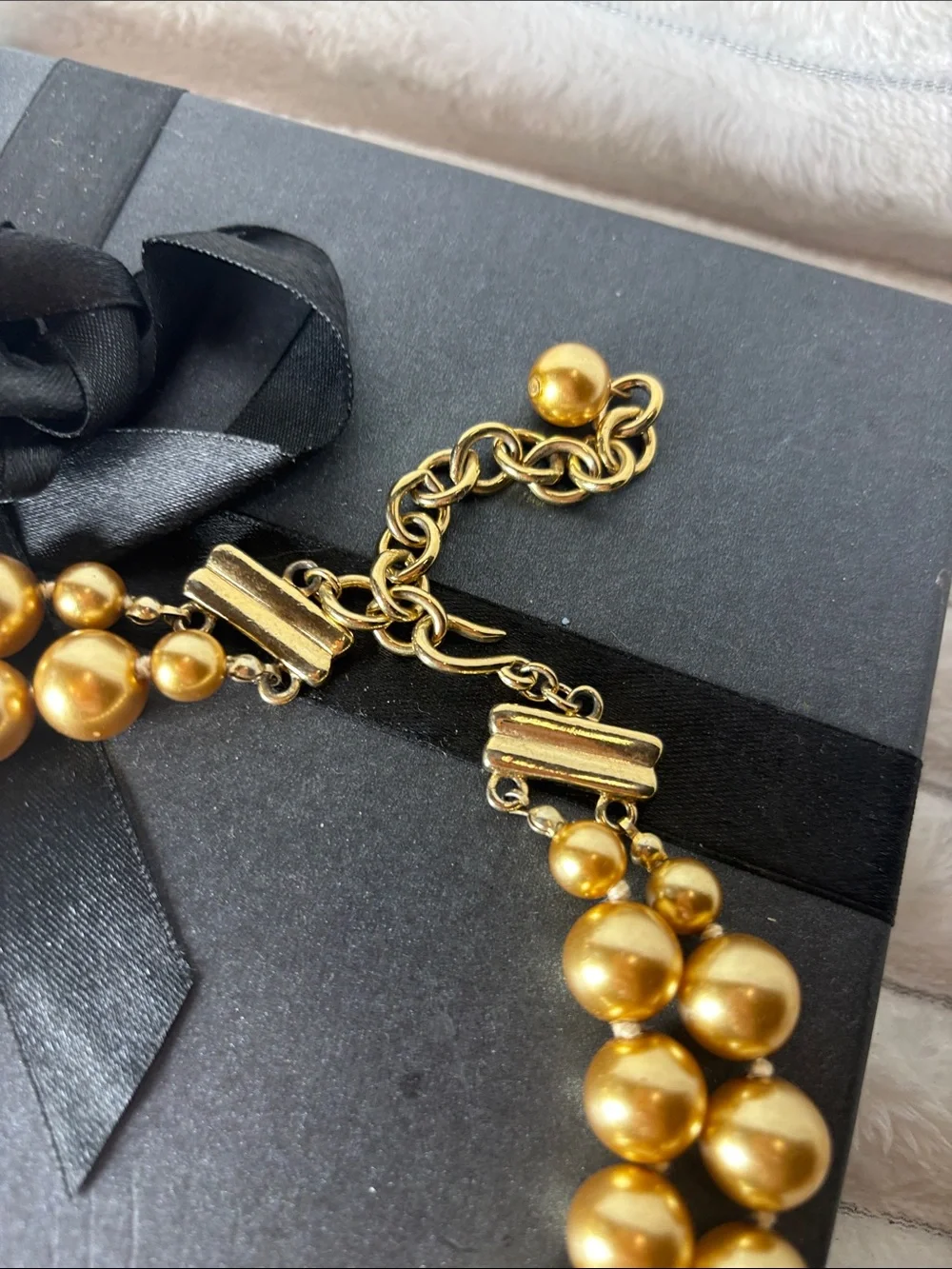 Gold Double Strand Pearl Necklace - Heavy